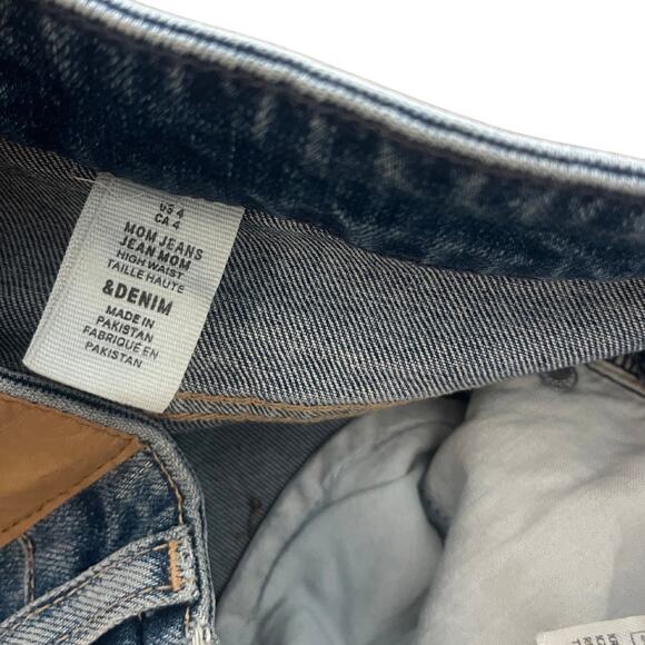 H&M Mom Jeans High Waist Denim Straight Leg Size 4 Blue Wash Casual - Picture 5 of 5